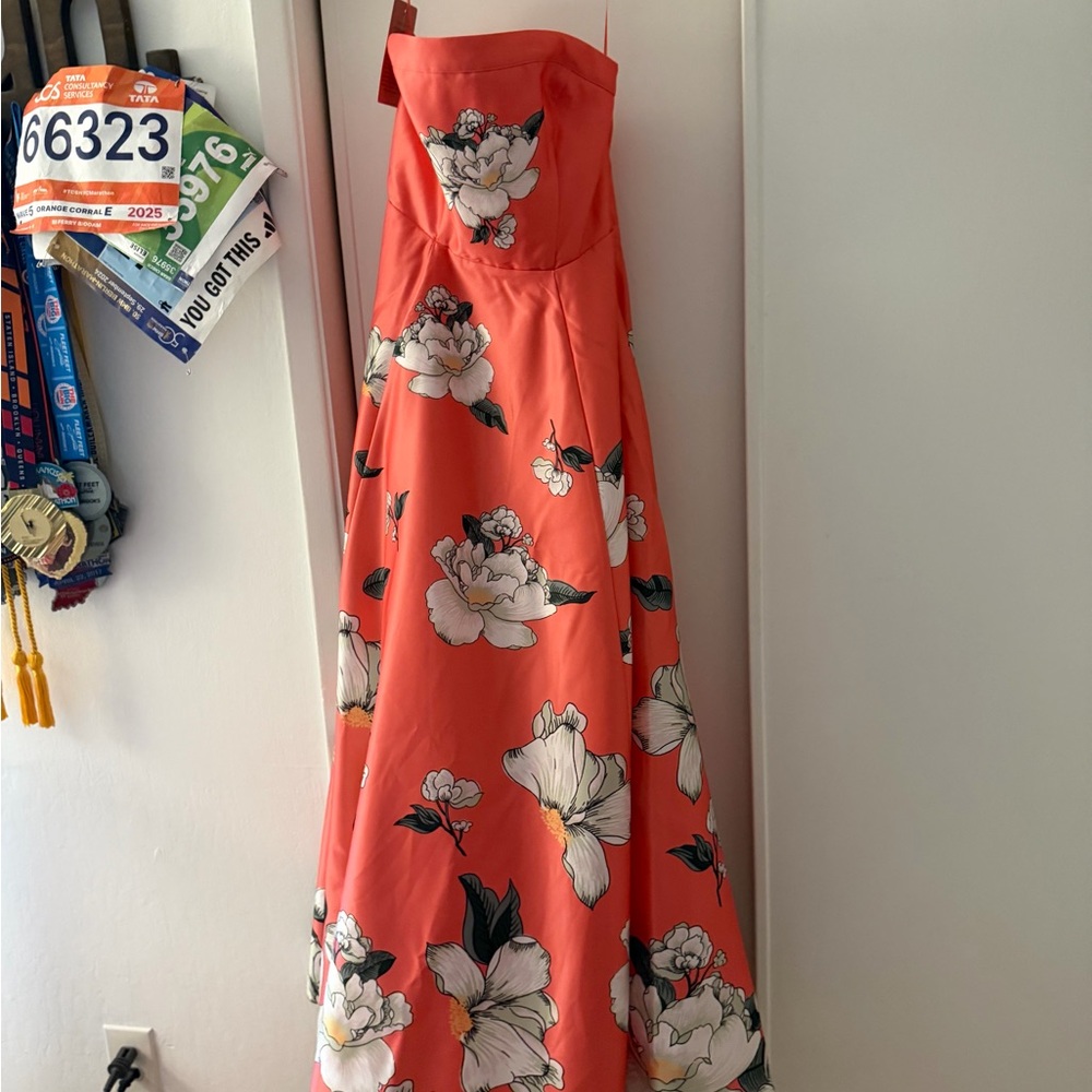 Anthropologie Coral Floral Wedding Dress